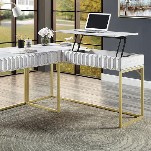 FREIBURG Corner Desk, Antique White - Carl's Furniture (Garden City, KS)