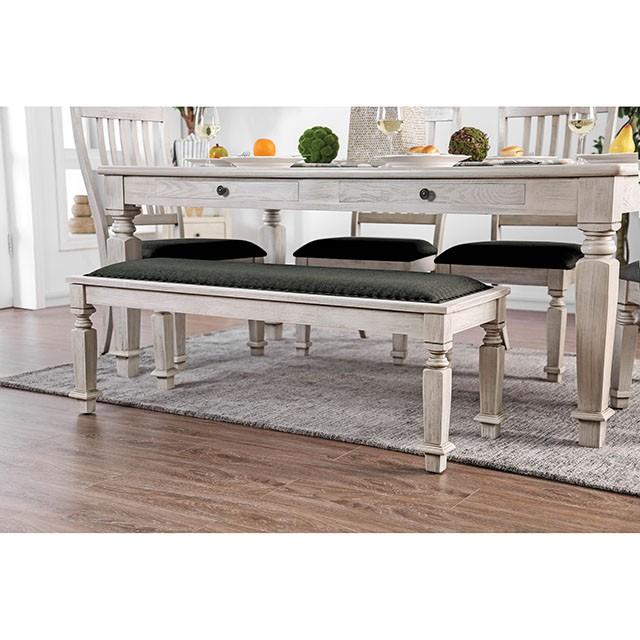 Georgia Antique White/Gray Bench - Carl's Furniture (Garden City, KS)