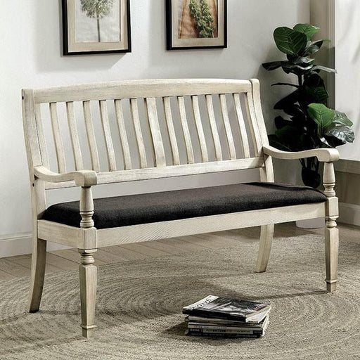 Georgia Antique White/Gray Love Seat Bench - Carl's Furniture (Garden City, KS)