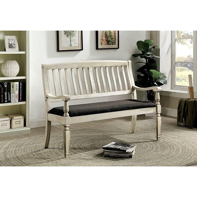 Georgia Antique White/Gray Love Seat Bench - Carl's Furniture (Garden City, KS)