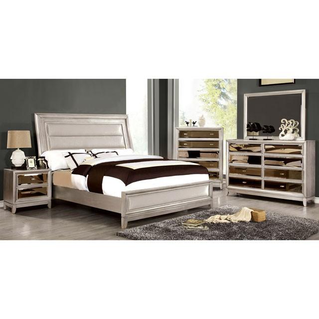 Golva E.King & Queen Bed White & Silver - Carl's Furniture (Garden City, KS)
