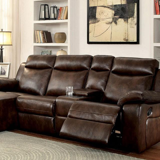 Hardy Brown Sectional w/ Console, Brown - Carl's Furniture (Garden City, KS)