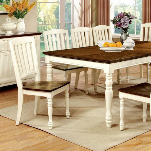 HARRISBURG Vintage White/Dark Oak Dining Table w/ 18" Butterfly Leaf - Carl's Furniture (Garden City, KS)