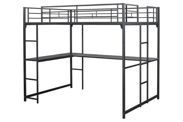 Cybill Full Loft Bed White, Silver, & Black - Carl's Furniture (Garden City, KS)
