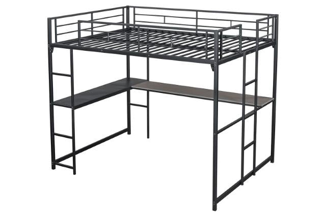 Cybill Full Loft Bed White, Silver, & Black - Carl's Furniture (Garden City, KS)