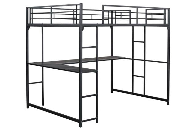 Cybill Full Loft Bed White, Silver, & Black - Carl's Furniture (Garden City, KS)