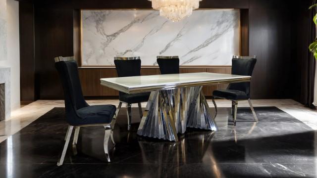 Basilicata Gold Chair (2/CTN) White, Gray, & Black - Carl's Furniture (Garden City, KS)