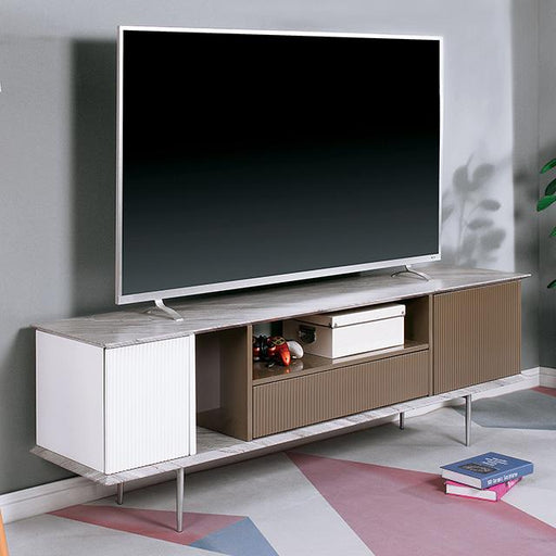 BLAIR 70" TV Console, White/Champagne/Gray - Carl's Furniture (Garden City, KS)