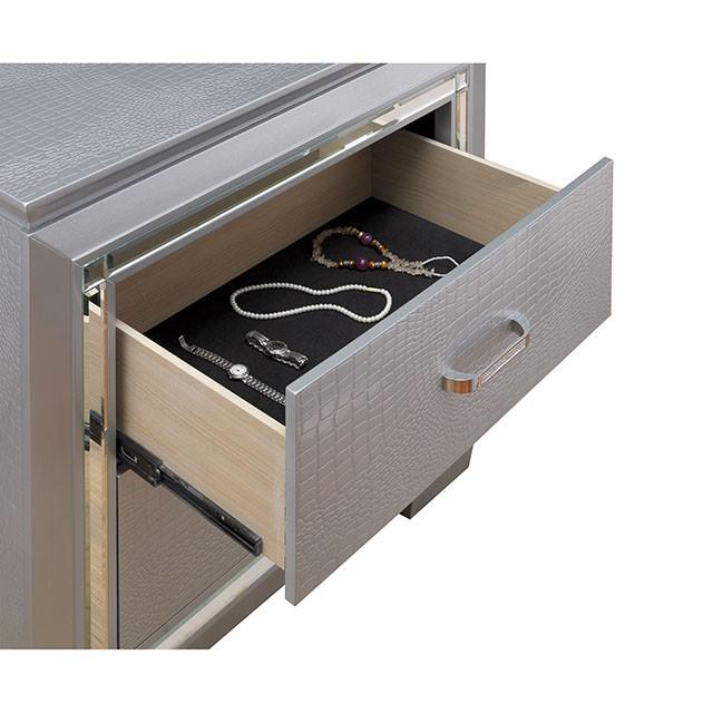 BELLANOVA Silver Night Stand - Carl's Furniture (Garden City, KS)