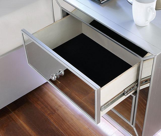 BELLADONNA Night Stand w/ LED & USB, Silver - Carl's Furniture (Garden City, KS)