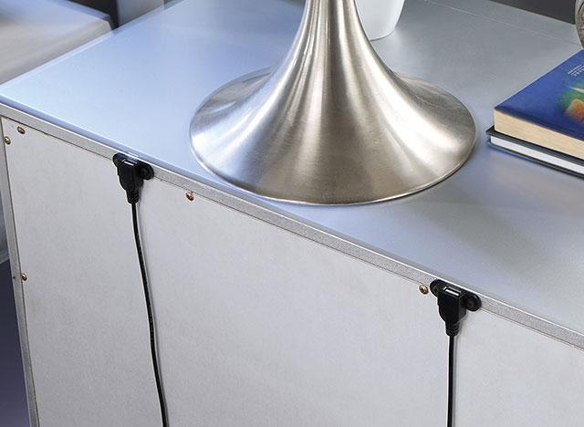 BELLADONNA Night Stand w/ LED & USB, Silver - Carl's Furniture (Garden City, KS)