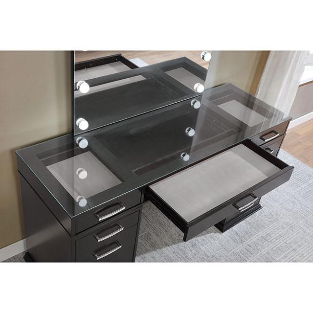 Valentina Vanity Set White & Dark Gray - Carl's Furniture (Garden City, KS)
