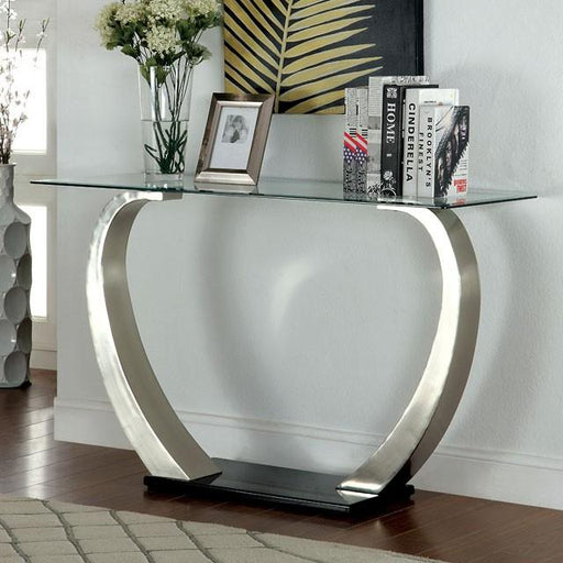 ROXO Satin Plated/Black Sofa Table - Carl's Furniture (Garden City, KS)