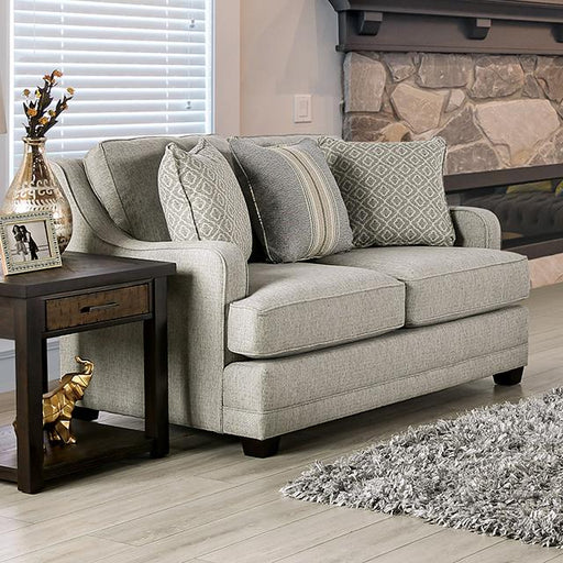 STEPHNEY Loveseat, Gray/Gold - Carl's Furniture (Garden City, KS)
