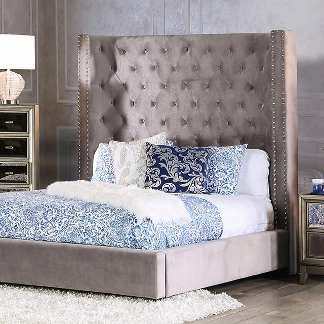 ROSABELLE E.King & Queen Bed, Black, Gray, & Ivory, - Carl's Furniture (Garden City, KS)