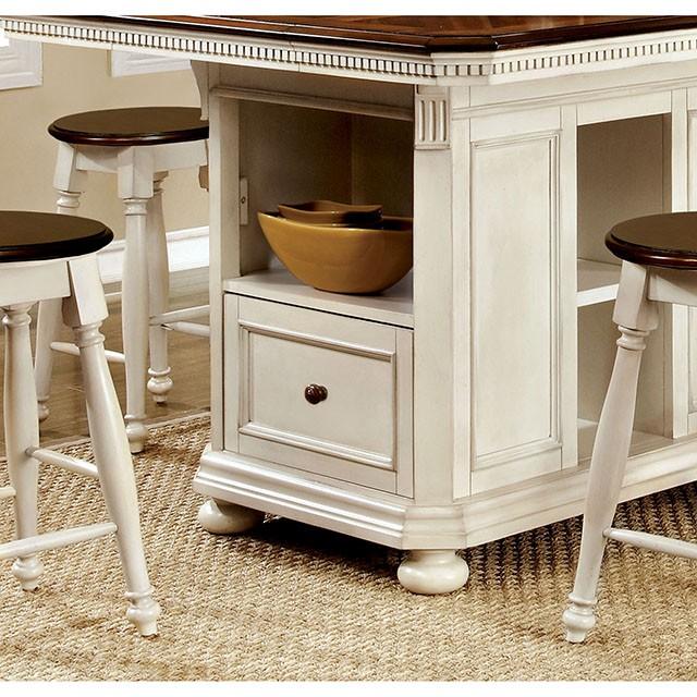 SABRINA Off White/Cherry Counter Ht. Table, Cherry & White - Carl's Furniture (Garden City, KS)