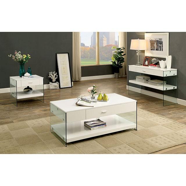 Raya White Coffee Table, White - Carl's Furniture (Garden City, KS)