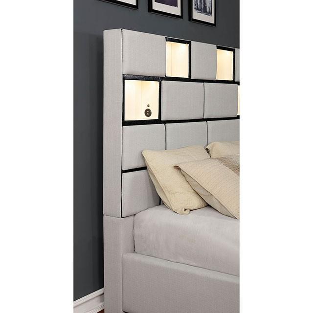 Gemma Beige/Black Cal.King Bed - Carl's Furniture (Garden City, KS)