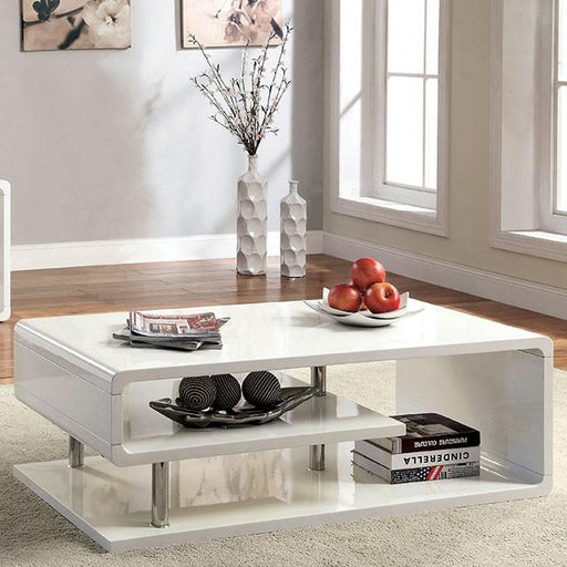 Ninove I White/Chrome Coffee Table - Carl's Furniture (Garden City, KS)