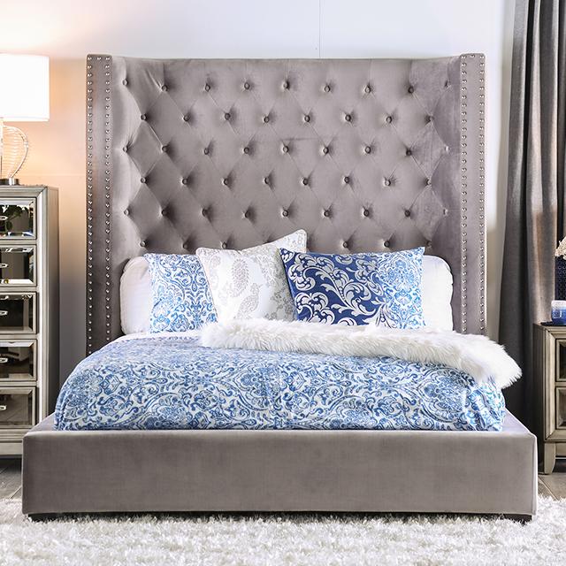 ROSABELLE E.King & Queen Bed, Black, Gray, & Ivory, - Carl's Furniture (Garden City, KS)
