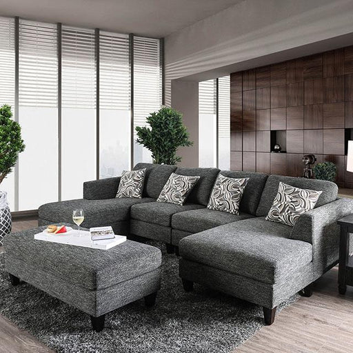 Lowry Gray Sectional w/ Ottoman - Carl's Furniture (Garden City, KS)