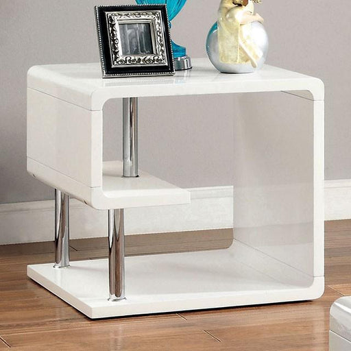 Ninove I White/Chrome End Table - Carl's Furniture (Garden City, KS)