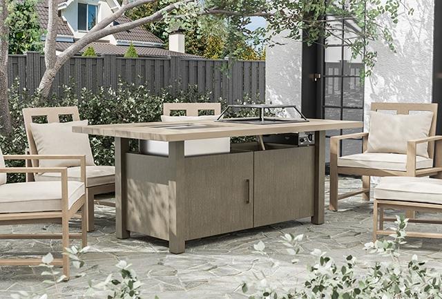 Bordeaux Dining Table w/ Fire Pit & Cooler - Carl's Furniture (Garden City, KS)
