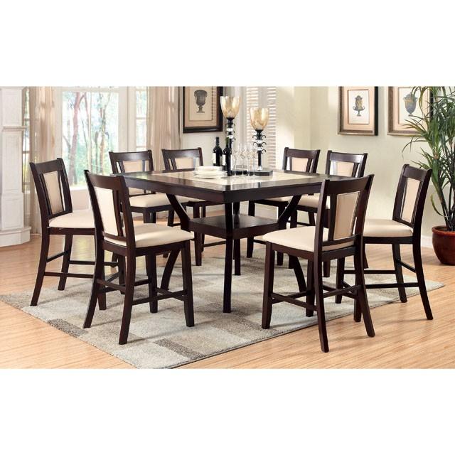 BRENT II Dark Cherry/Ivory Counter Ht. Table w/ Insert - Carl's Furniture (Garden City, KS)