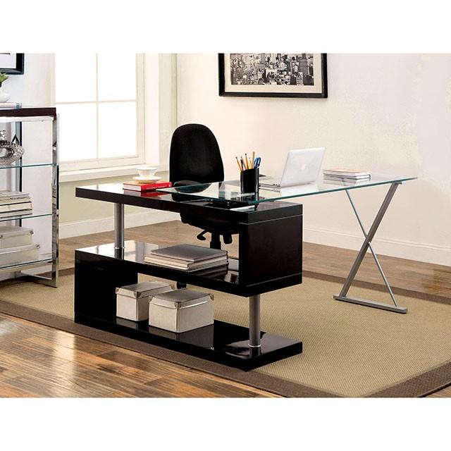 BRONWEN Black Desk - Carl's Furniture (Garden City, KS)