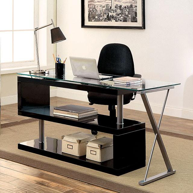 BRONWEN Black Desk - Carl's Furniture (Garden City, KS)