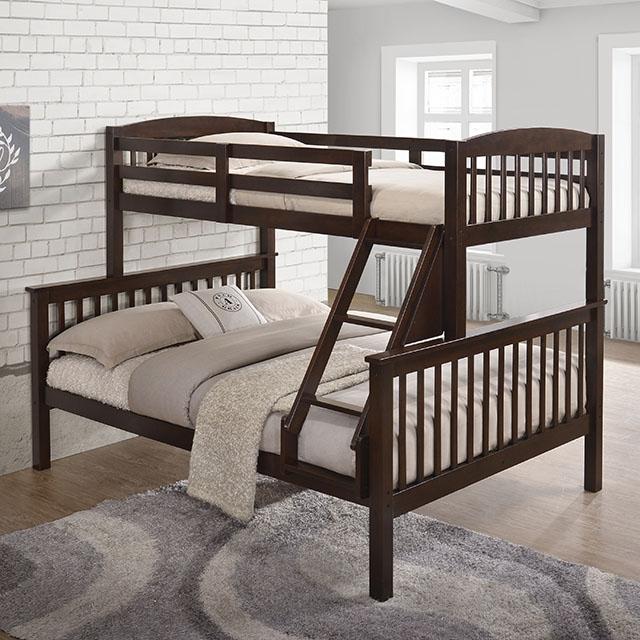 Brookings Twin/Full Bunk Bed White, Brown & Black - Carl's Furniture (Garden City, KS)