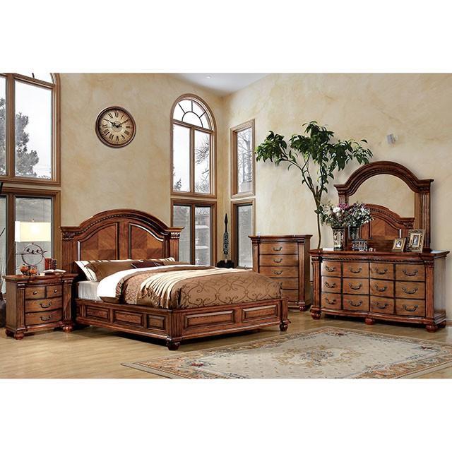 Bellagrand Antique Tobacco Oak Cal.King & E. King Bed - Carl's Furniture (Garden City, KS)