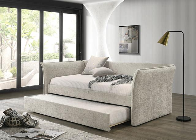Yuri Twin Daybed w/ Trundle Beige - Carl's Furniture (Garden City, KS)