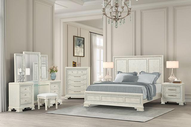 Stella Mia E.King & Queen Bed White & White - Carl's Furniture (Garden City, KS)