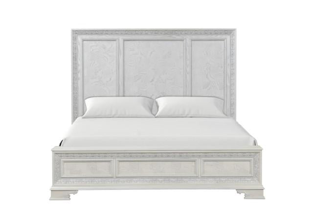 Stella Mia E.King & Queen Bed White & White - Carl's Furniture (Garden City, KS)