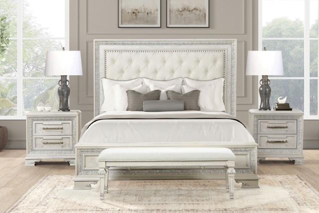 Stella Mia E.King & Queen Bed White & White - Carl's Furniture (Garden City, KS)