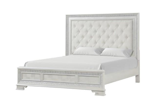 Stella Mia E.King & Queen Bed White & White - Carl's Furniture (Garden City, KS)