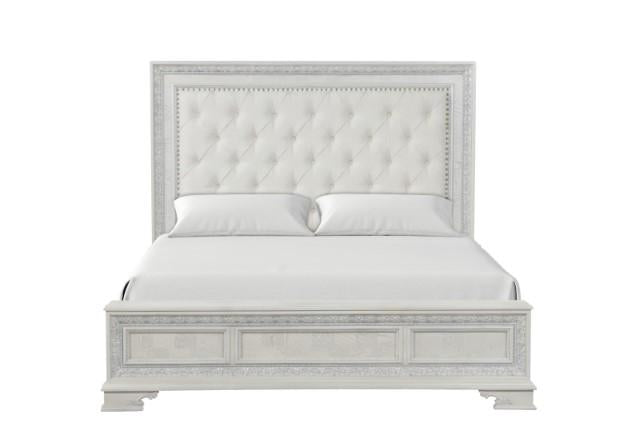 Stella Mia E.King & Queen Bed White & White - Carl's Furniture (Garden City, KS)