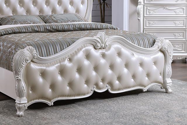 Ventresca E.King & Queen Bed White & Chrome - Carl's Furniture (Garden City, KS)