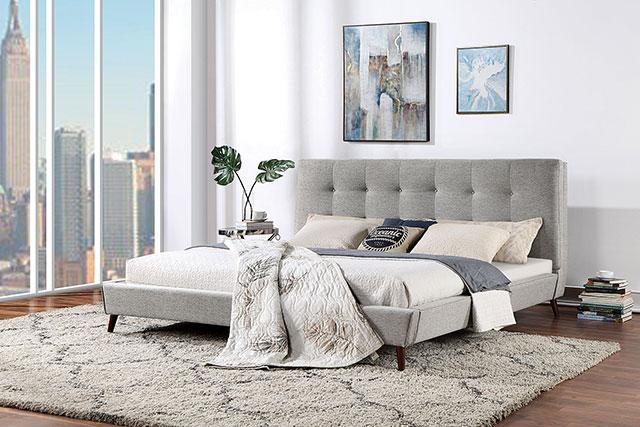 LEOMIN Cal.King, E.King, Full, & Queen Bed, Gray - Carl's Furniture (Garden City, KS)