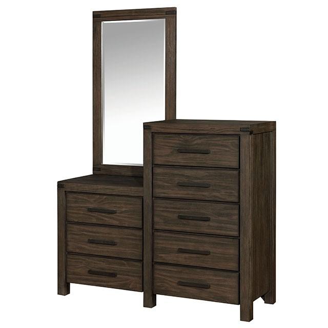 Rexburg Wire-Brushed Rustic Brown 8-Drawer Dresser Mirror - Carl's Furniture (Garden City, KS)
