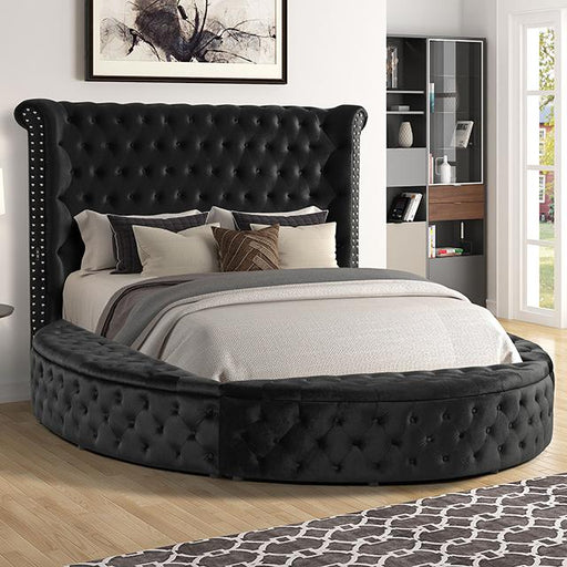 SANSOM E.King & Queen Bed, Black, Blue, & Grey - Carl's Furniture (Garden City, KS)