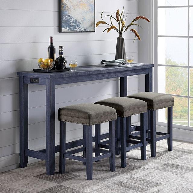 Caerleon 3 & 4 Piece Counter Ht. Set Gray & Blue - Carl's Furniture (Garden City, KS)