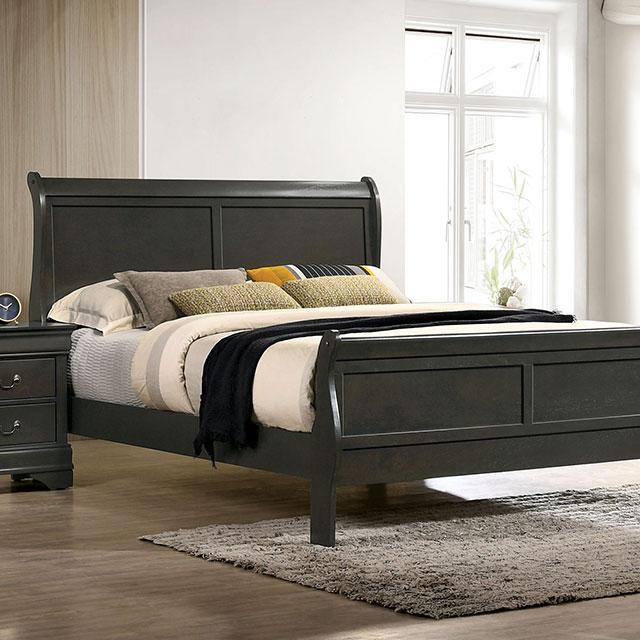 Louis Philippe Cal.King Bed Black & Grey - Carl's Furniture (Garden City, KS)