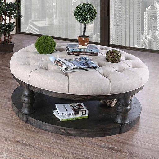 Mika Antique Gray Coffee Table w/ Cushion Top - Carl's Furniture (Garden City, KS)