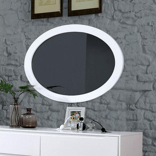 LENNART II White Oval Mirror - Carl's Furniture (Garden City, KS)