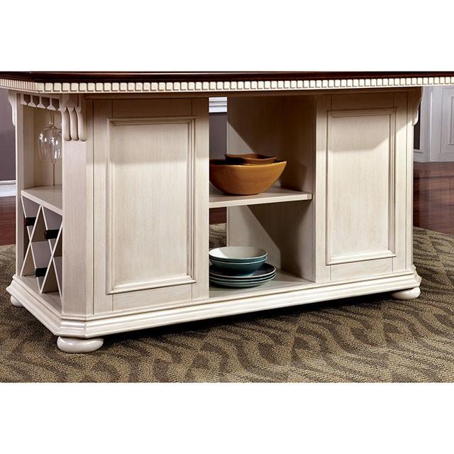 SABRINA Off White/Cherry Counter Ht. Table, Cherry & White - Carl's Furniture (Garden City, KS)