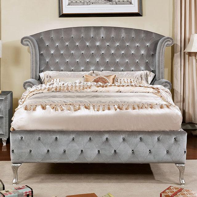 Alzir Gray & Black Queen & E.King Bed - Carl's Furniture (Garden City, KS)