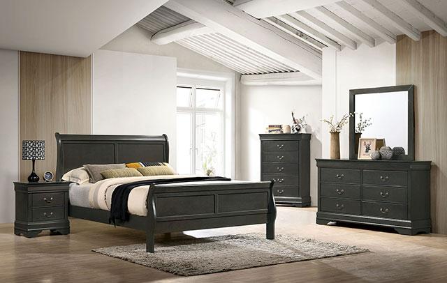 Louis Philippe Cal.King Bed Black & Grey - Carl's Furniture (Garden City, KS)