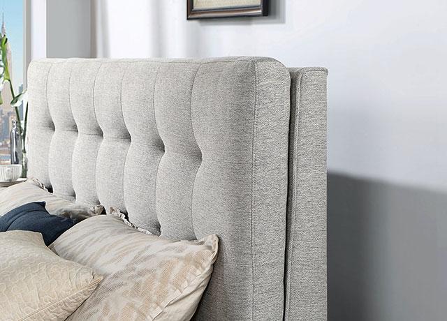 LEOMIN Cal.King, E.King, Full, & Queen Bed, Gray - Carl's Furniture (Garden City, KS)
